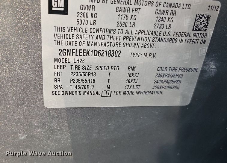 image for item DK0670 2013 Chevrolet Equinox  SUV