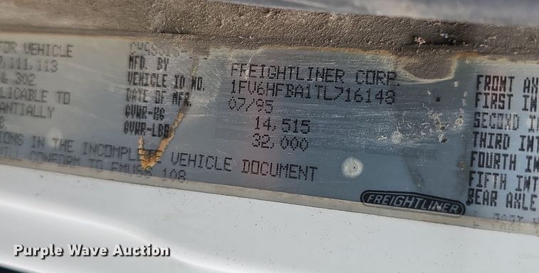 image for item DK0698 1996 Freightliner  FL70 box truck