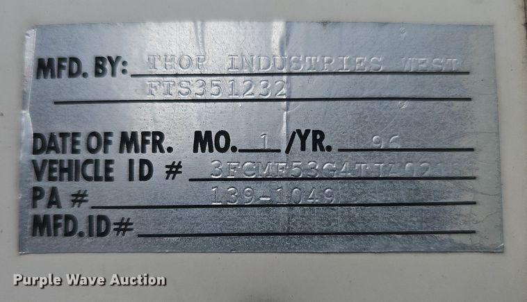 image for item DK0705 1996 Thor West Residency 3650 FTS351232 RV