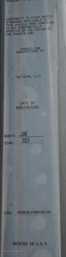 image for item DK0719 2004 Auto Car Xpeditor refuse truck