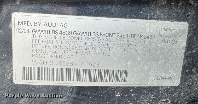 image for item DK6797 2008 Audi A4 