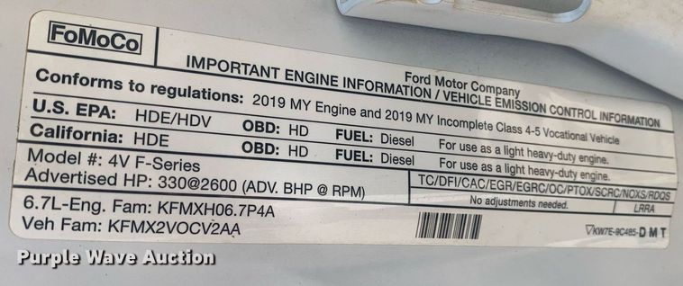 image for item DM7760 2019 Ford F550 truck cab and chassis