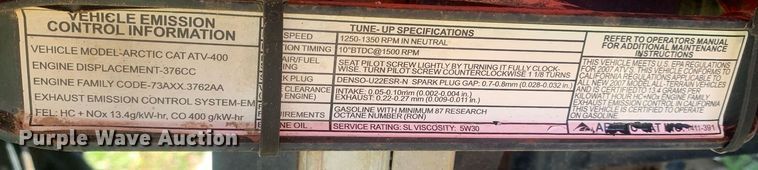 image for item DM7761 2007 Arctic Cat ATV-400 ATV