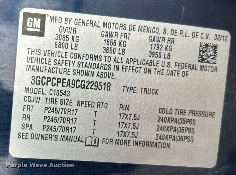 image for item DN0679 2012 Chevrolet  Silverado 1500 Crew Cab pickup truck