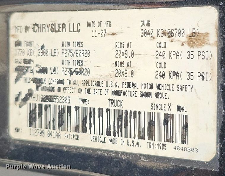 image for item DP0808 2008 Dodge Ram 1500 Quad Cab pickup truck