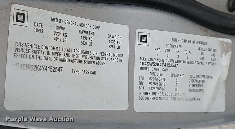 image for item DP0812 2000 Buick Park Avenue 