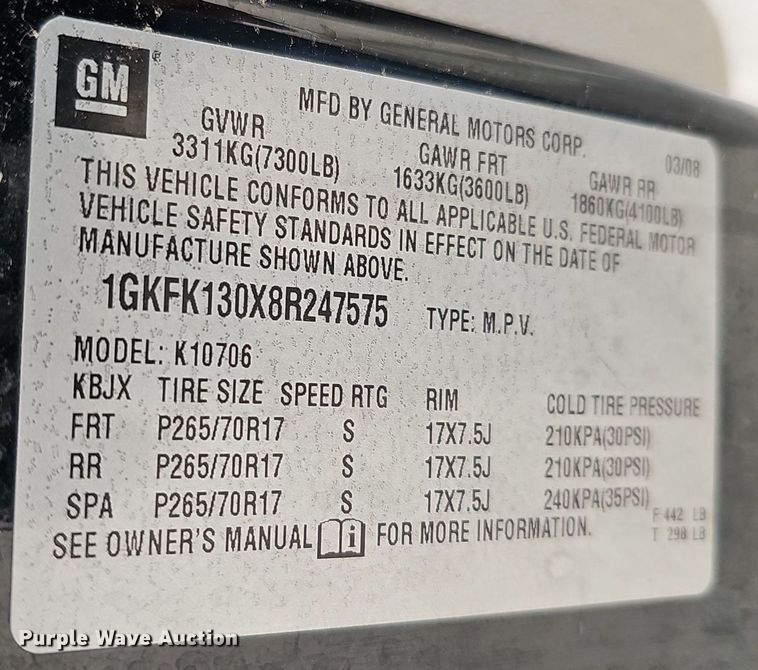 image for item DP0813 2008 GMC Yukon SLT SUV