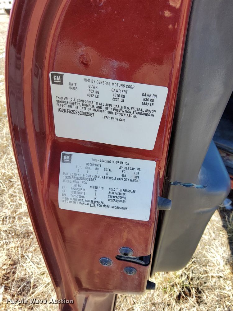 image for item DQ5993 2003 Pontiac  Grand Am 