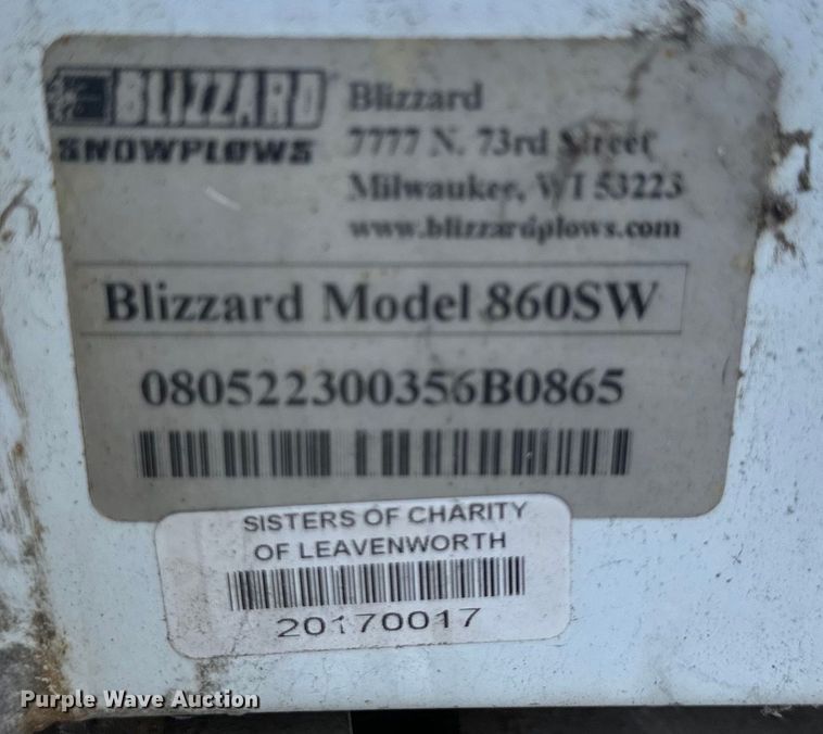 image for item DQ6336 Blizzard  860SW snow plow