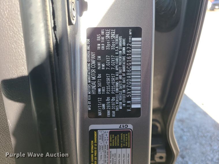 image for item DR5259 2012 Hyundai  Santa Fe SUV