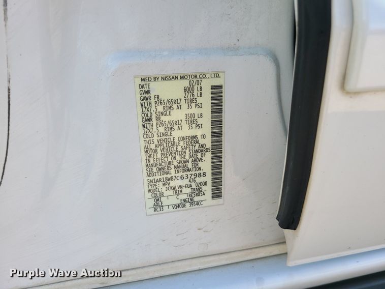 image for item DR5260 2007 Nissan Pathfinder LE SUV