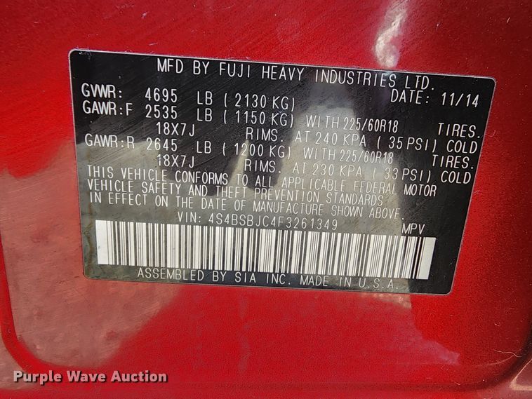 image for item DR5261 2015 Subaru Outback SUV