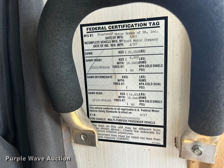 image for item DS0830 1998 Fleetwood  Pace Arrow RV