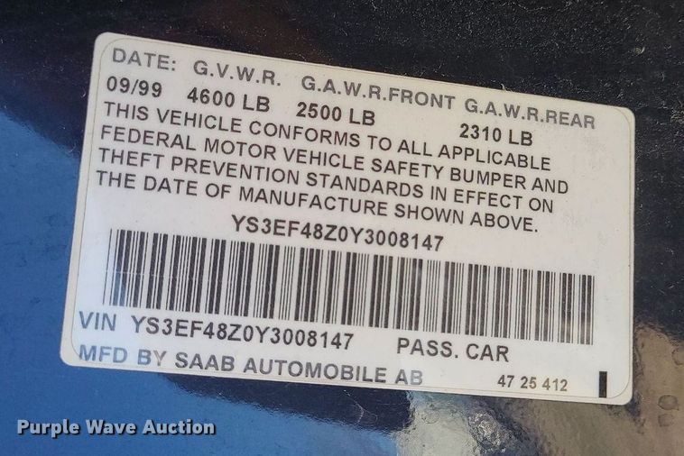 image for item DS7349 2000 Saab 95 SE 