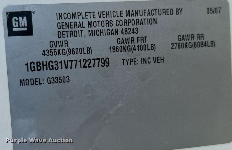 image for item EG1233 2007 Chevrolet  Express 3500 school bus