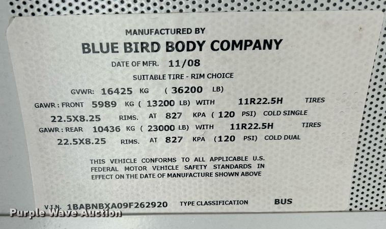 image for item EG1246 2009 Blue Bird  school bus