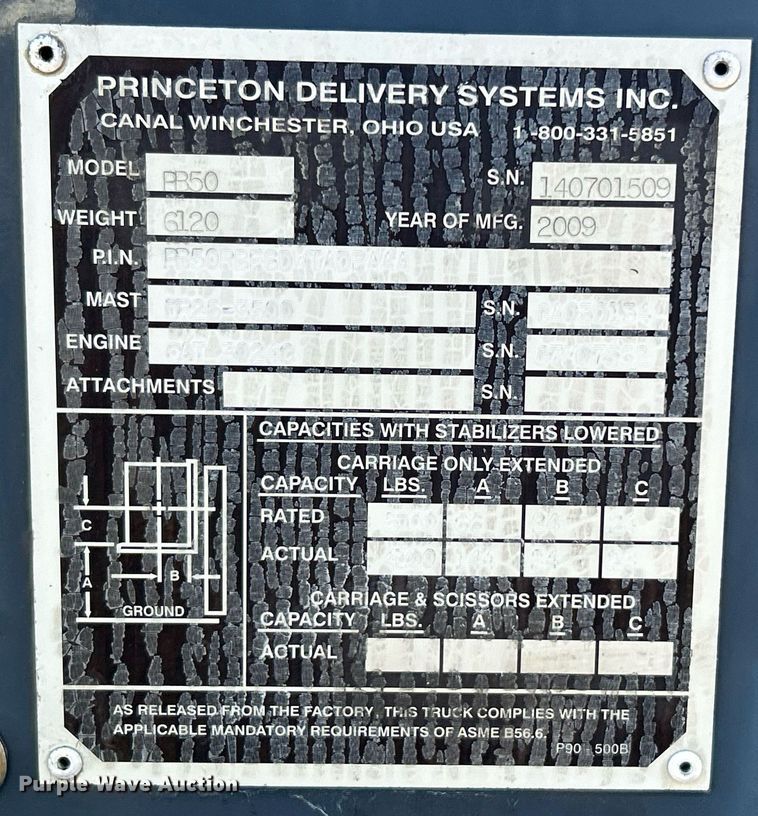 image for item EG1248 2009 Princeton PB50 forklift