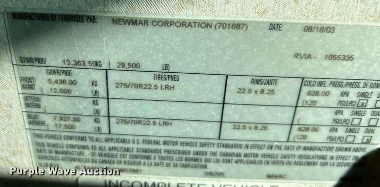 image for item EG1249 2004 Newmar Kountry Star RV