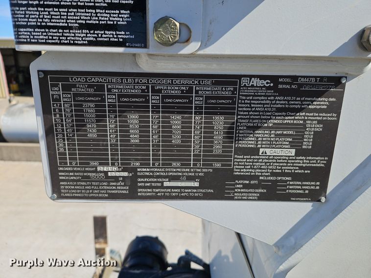 image for item EI3562 2015 Freightliner  M2 digger derrick truck