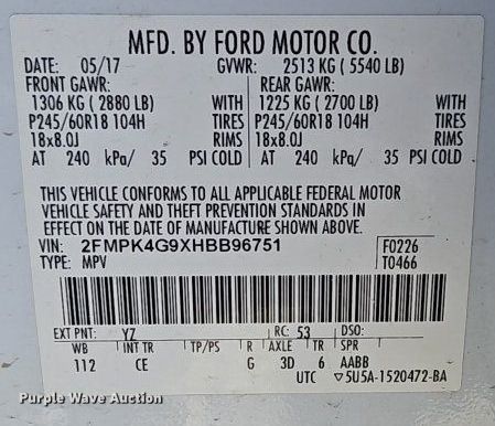 image for item EI3576 2017 Ford Edge SUV