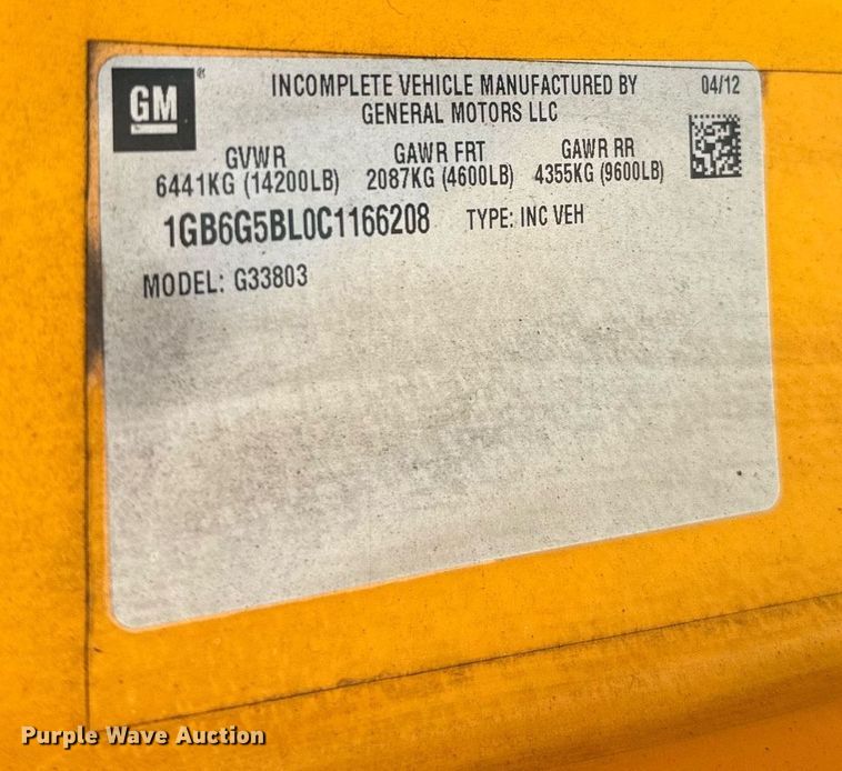 image for item EJ0274 2012 Chevrolet  Express 4500 school bus