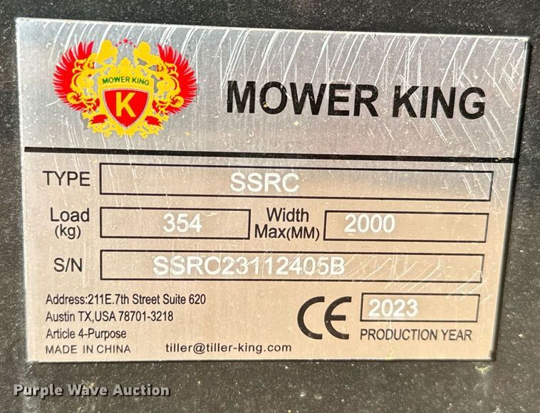 image for item EJ0277 2023 Mower King SSRC skid steer rotary mower