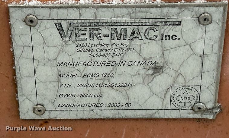 image for item EK4092 2003 Ver-Mac PCMS-1210 message board trailer