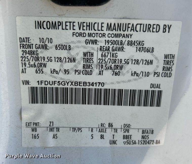 image for item EK4095 2011 Ford F550 Super Duty XL utility / service truck