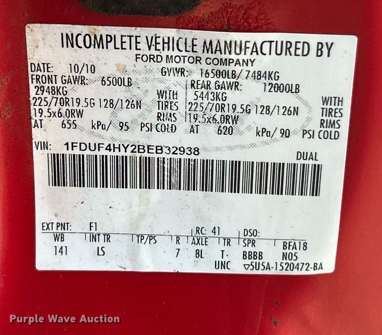 image for item EK4113 2011 Ford F450 Super Duty XL dump truck