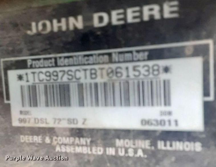 image for item EK4124 2011 John Deere 997 ZTR lawn mower