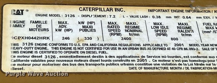 image for item EK4129 2001 Freightliner FL70 truck cab and chassis