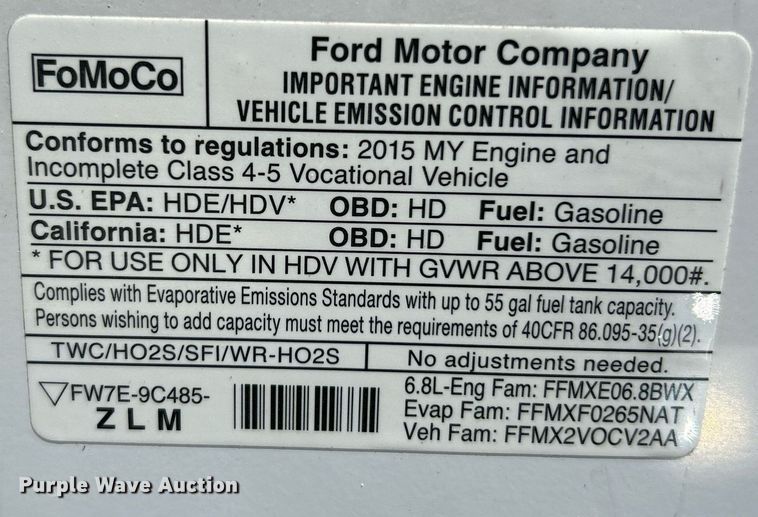 image for item EK4136 2015 Ford E450 Super Duty shuttle bus