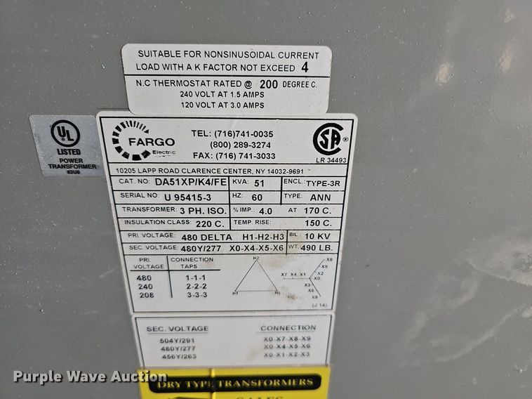 image for item EK5555 Fargo  transformer