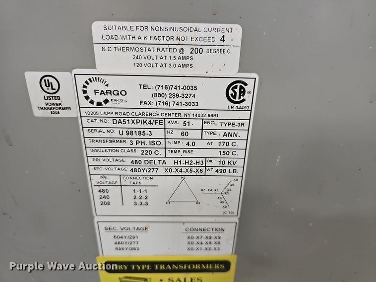 image for item EK5556 Fargo   transformer