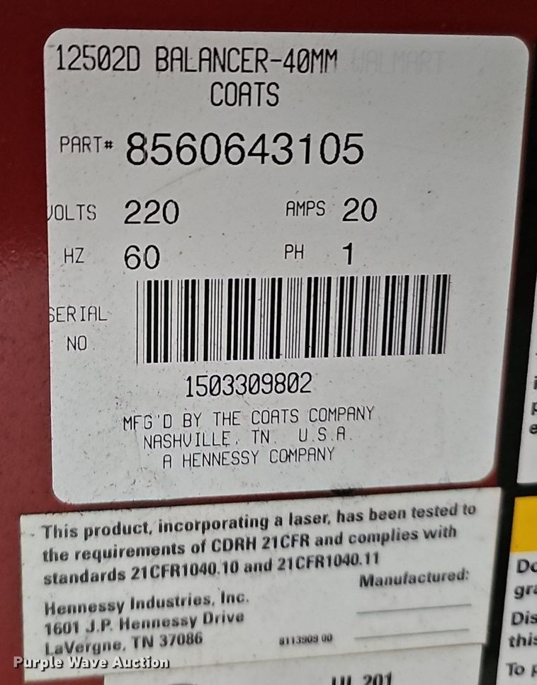 image for item IO9816 Coats 1250  tire balancer