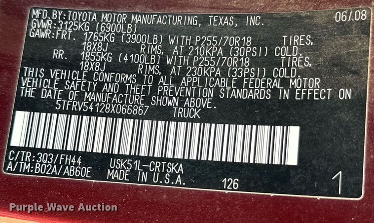 image for item JT9076 2008 Toyota  Tundra  Double Cab pickup truck