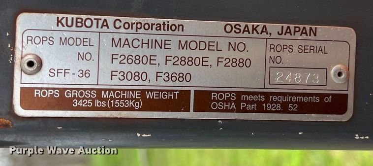 image for item KV9817 Kubota F2680E lawn mower