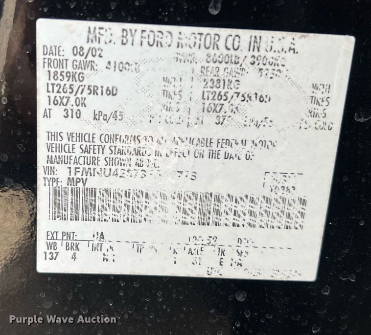 image for item KV9901 2003 Ford Excursion  SUV