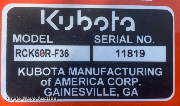 image for item KX9898 Kubota  RCK60R-F36 mower deck