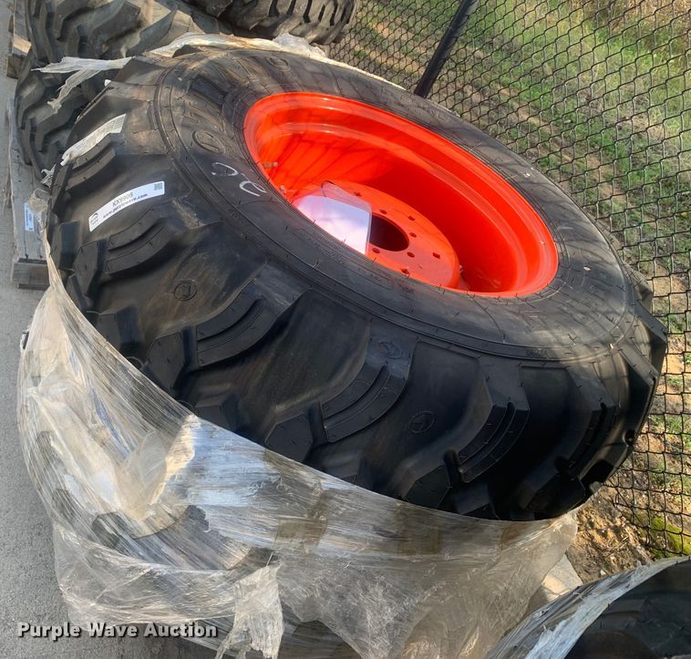 image for item KX9906 (2) Titan 17.5L-24 IND tractor tires and wheels