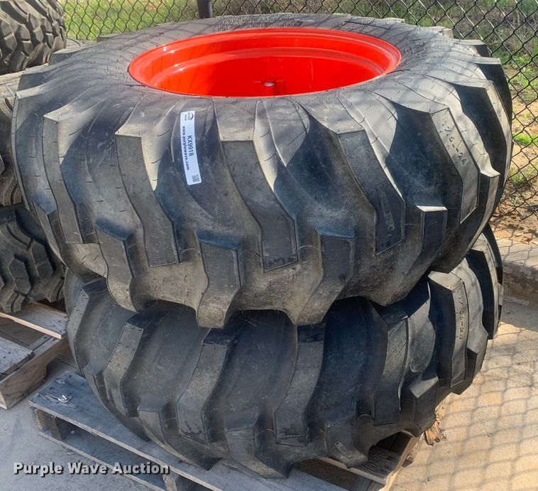 image for item KX9918 (2) Titan 17.5L-24 tractor tires and wheels