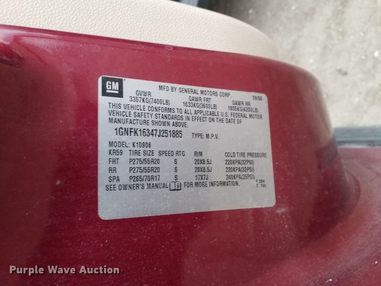 image for item LC9863 2007 Chevrolet Suburban SUV