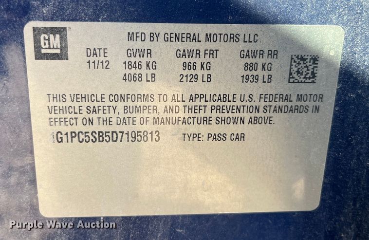 image for item LD9304 2013 Chevrolet  Cruze LT 