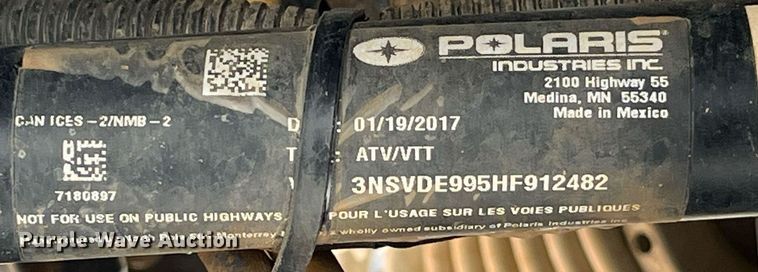 image for item LE9005 2017 Polaris RZR H.O. 1000 utility vehicle