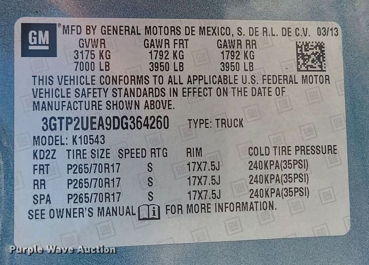 image for item LJ9471 2013 GMC Sierra 1500 Crew Cab pickup truck