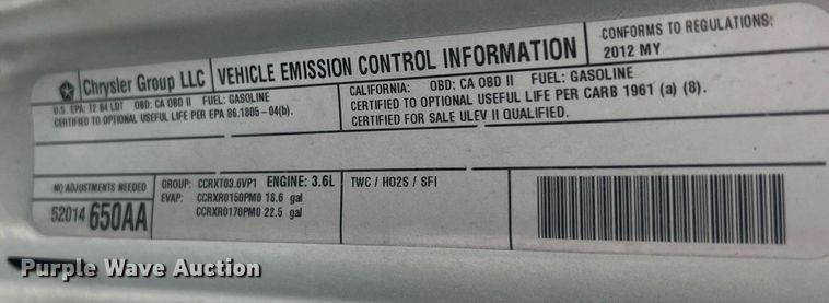 image for item ME9296 2012 Jeep Wrangler Sport SUV