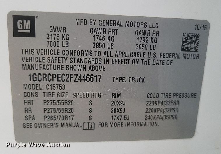 image for item MJ9005 2015 Chevrolet Silverado 1500 Double Cab pickup truck