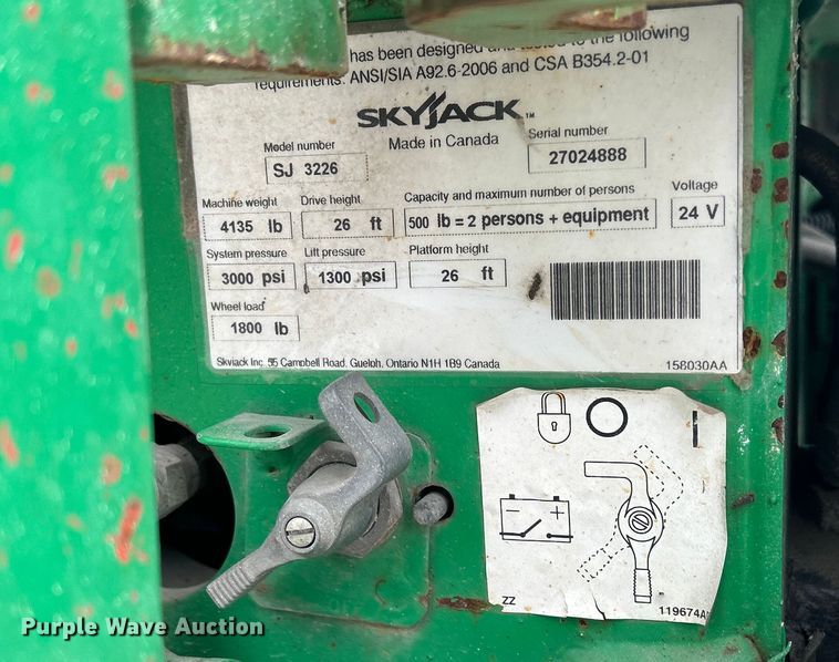 image for item MO9189 2015 Skyjack SJIII 3226 scissor lift