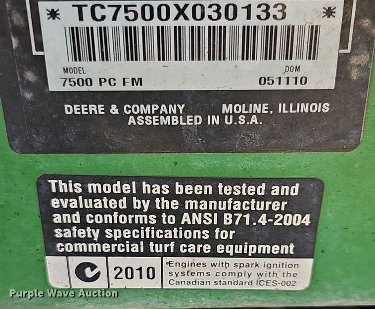 image for item NE9544 2010 John Deere 7500 Precision Cut reel mower