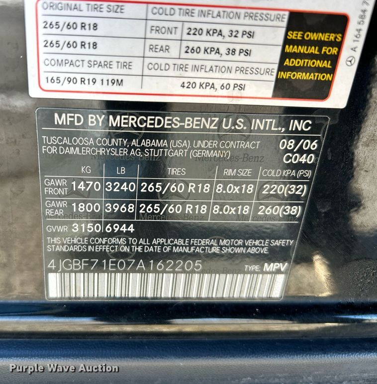 image for item NE9736 2007 Mercedes Benz GL450 SUV